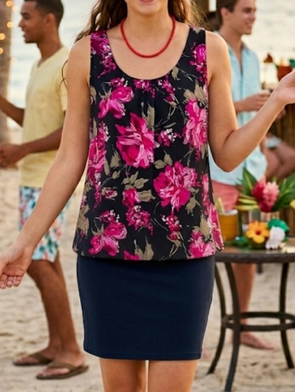 ‼️3 for $24‼️  Geri C Pink Black and Gray Floral Sleeveless Dress